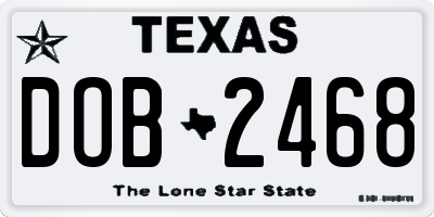 TX license plate DOB2468