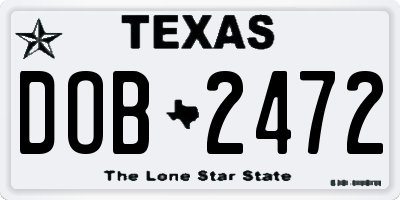 TX license plate DOB2472