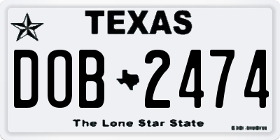 TX license plate DOB2474