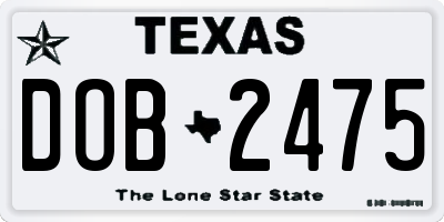 TX license plate DOB2475