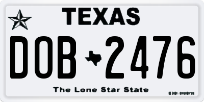 TX license plate DOB2476
