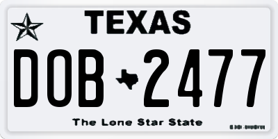 TX license plate DOB2477