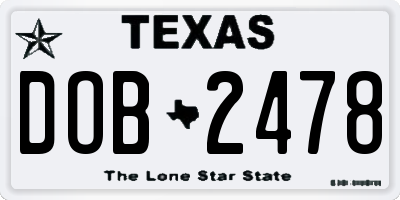 TX license plate DOB2478
