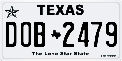 TX license plate DOB2479