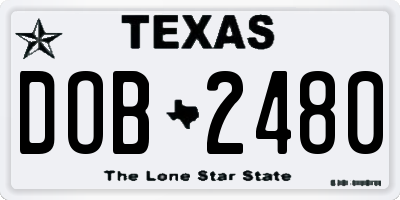 TX license plate DOB2480