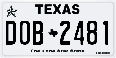 TX license plate DOB2481