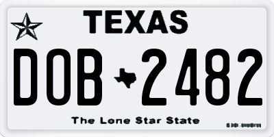 TX license plate DOB2482