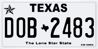 TX license plate DOB2483