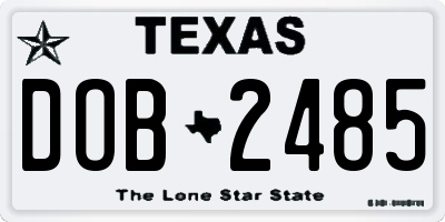 TX license plate DOB2485