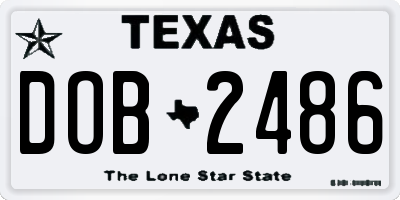 TX license plate DOB2486