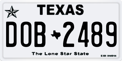 TX license plate DOB2489