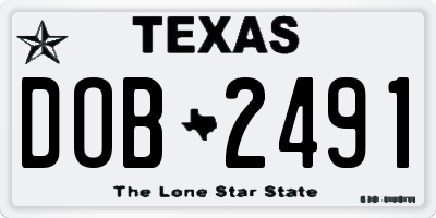 TX license plate DOB2491