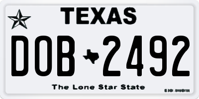 TX license plate DOB2492