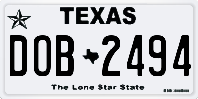 TX license plate DOB2494