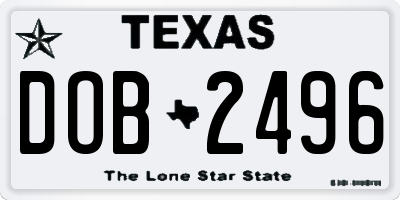 TX license plate DOB2496
