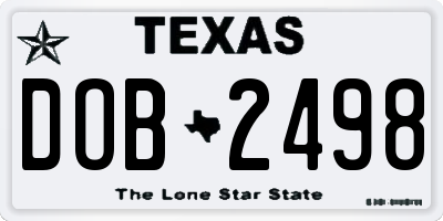 TX license plate DOB2498