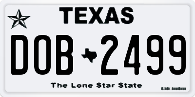 TX license plate DOB2499