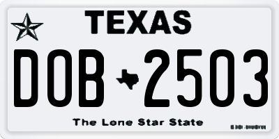 TX license plate DOB2503