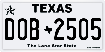 TX license plate DOB2505