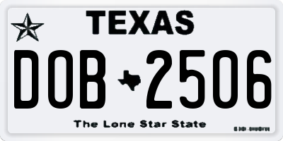 TX license plate DOB2506