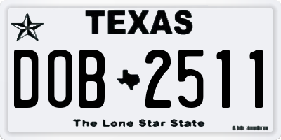 TX license plate DOB2511
