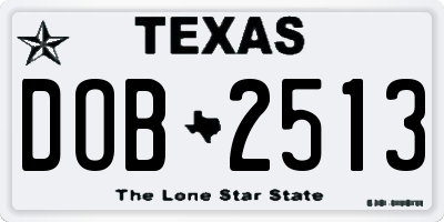 TX license plate DOB2513