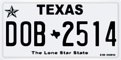 TX license plate DOB2514