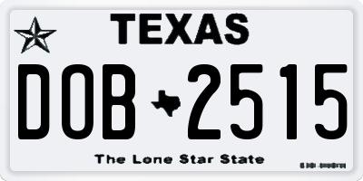 TX license plate DOB2515