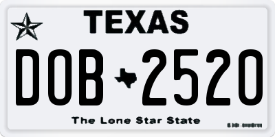 TX license plate DOB2520