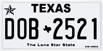 TX license plate DOB2521