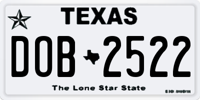 TX license plate DOB2522