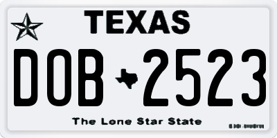 TX license plate DOB2523