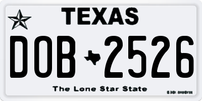 TX license plate DOB2526