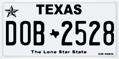 TX license plate DOB2528