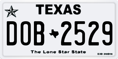 TX license plate DOB2529