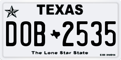TX license plate DOB2535