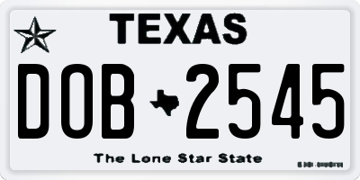 TX license plate DOB2545