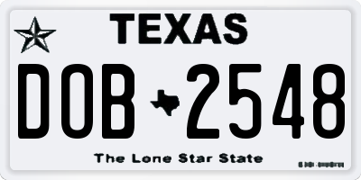 TX license plate DOB2548