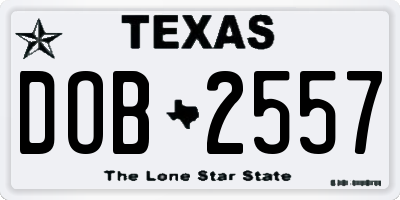 TX license plate DOB2557