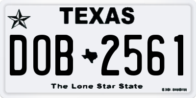TX license plate DOB2561