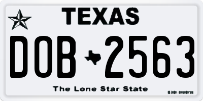 TX license plate DOB2563