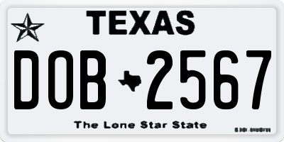 TX license plate DOB2567