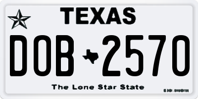 TX license plate DOB2570