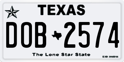 TX license plate DOB2574