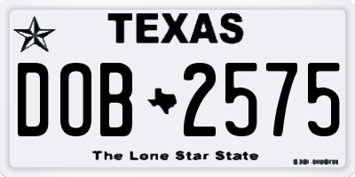TX license plate DOB2575