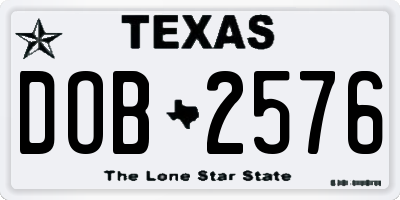 TX license plate DOB2576