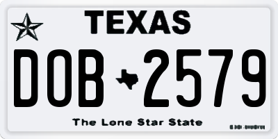 TX license plate DOB2579