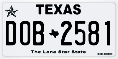 TX license plate DOB2581