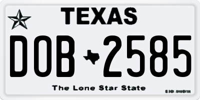 TX license plate DOB2585
