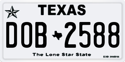 TX license plate DOB2588